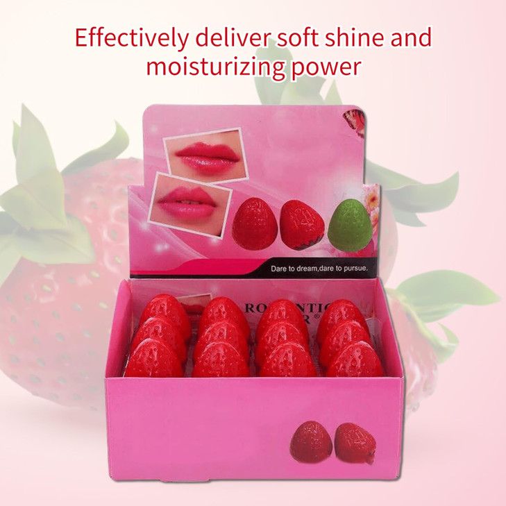 24 Pieces Lip Balm Strawberry Lovely Shaped Women Girl Lip Balm Lasting Moisturizing Lip
