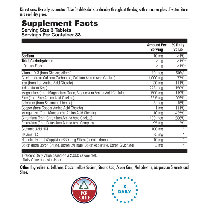 KAL Amino Max, Amino Acids, Multi-Mineral Complex Chelated Minerals 250 Tablets