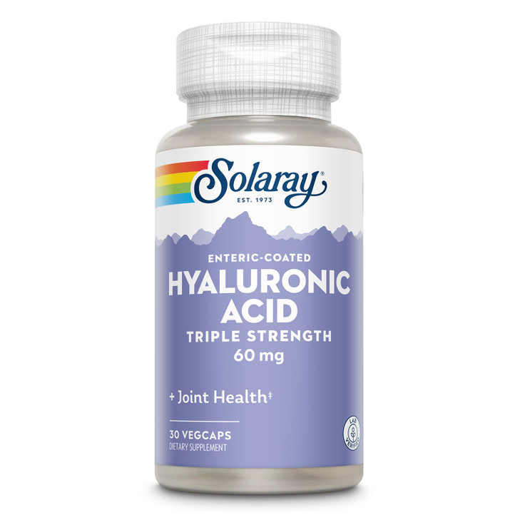 SOLARAY Hyaluronic Acid Triple Strength - Skin Elasticity and Firmness Support - Plus Vitamin C - Lab Verified, 60 Day Money-Back Guarantee, 30 Servi