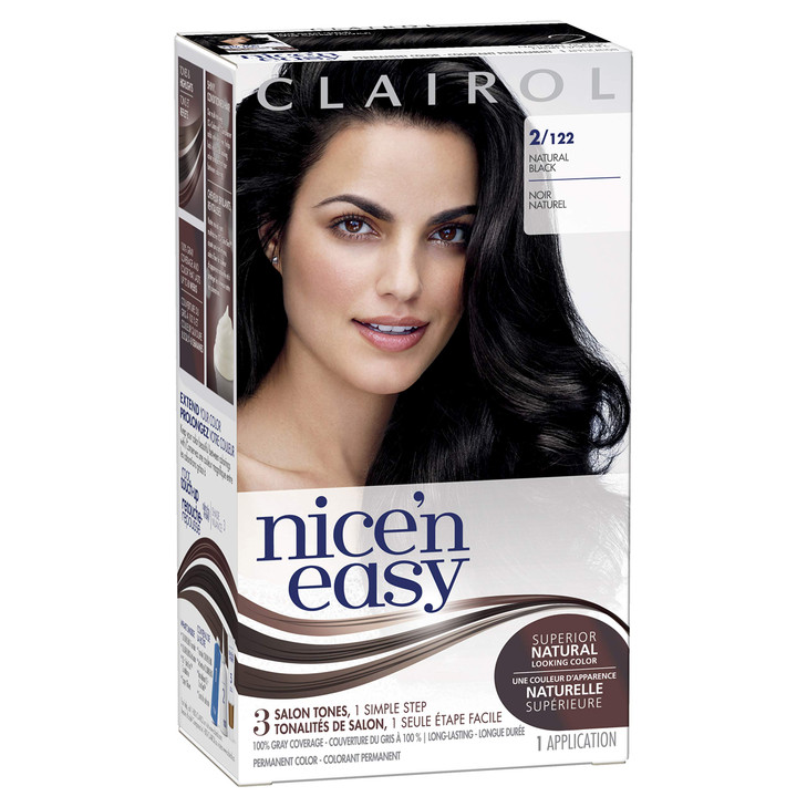 Clairol Nice'n Easy Liquid Permanent Hair Dye, 2 Black Hair Color, Pack of 3