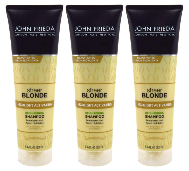 John Frieda sheer blonde Highlight Activating Enhancing Shampoo For Lighter Blondes 8.45 oz (Pack of 3)