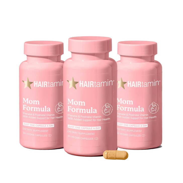 HAIRtamin MOM Vegan Prenatal & Postnatal Multivitamin Capsules & Hair Growth Vitamins, Postpartum, Breastfeeding, Hair Nails, and Skin Vitamins for W