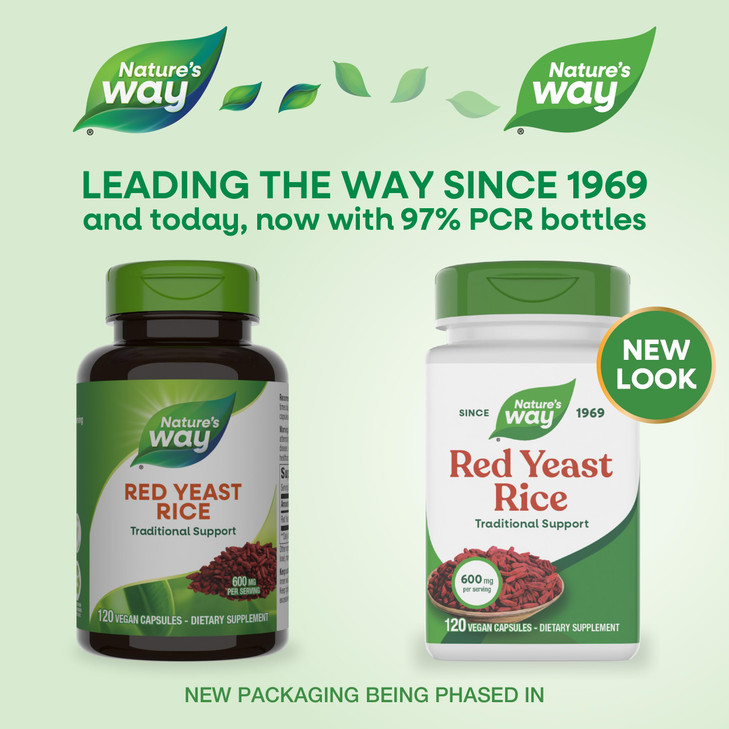 Nature's Way Red Yeast Rice, Traditional Support, 600 mg per Serving, Vegan, 120 Capsules (Packaging May Vary)