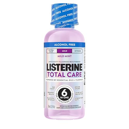 Listerine Total Care Alcohol-Free Mild Mouthwash, 6 Benefit Oral Rinse to Help Kill 99.9% of Germs That Cause Bad Breath, Strengthen Enamel, Mild Min