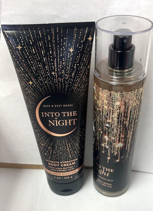 Bath & Body Works - Into the Night - Fine Fragrance Mist and Ultra Shea Body Cream - Full Size (Packaging Varies)