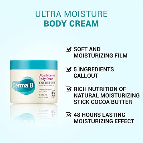 Derma B | Ultra Moisture Body Cream | Moisturizer for Dry Skin | Body Skin Care | Body Balm for Sensitive Skin | Olive Oil and Allantoin | 48 Hour La