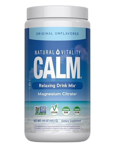 Natural Vitality Calm, Magnesium Supplement, Anti-Stress Drink Mix Powder, Gluten Free, Vegan, & Non-GMO, Original Unflavored, 16 oz