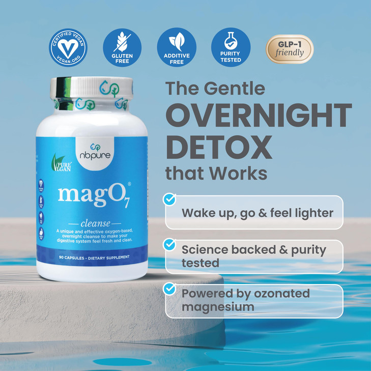 nbpure MagO7 - Natural Colon Cleanse & Detox | Occasional Constipation Relief, Stool Softening, & Bloating Support for Men & Women | Ozonated Magnesi