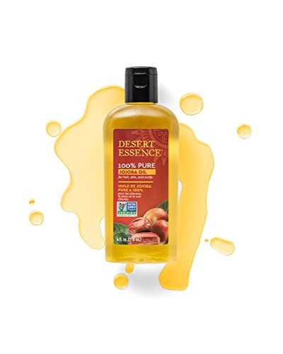 Desert Essence 100% Pure Jojoba Oil - 4 Fl Oz - Pack of 2 - Haircare & Skincare Essential Oil - All Skin Types - No Oily Residue - May Help Prevent F