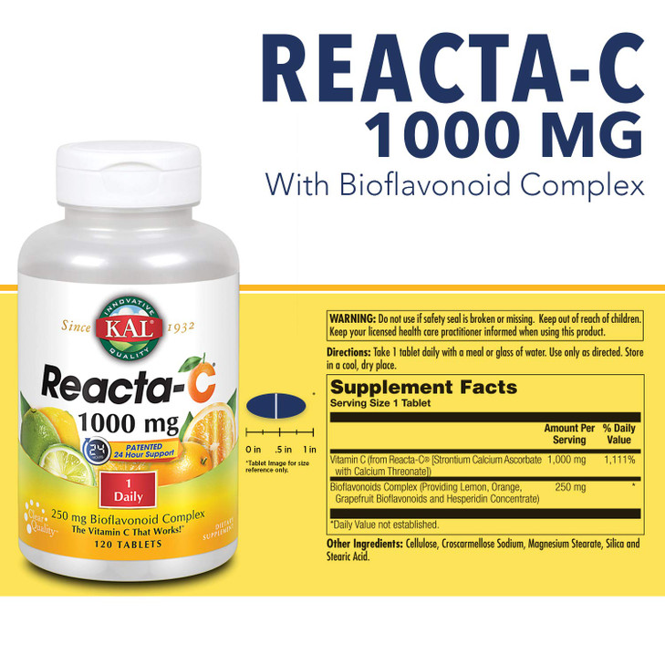 KAL Reacta-c with Bioflavonoids Tablets, 120 Count