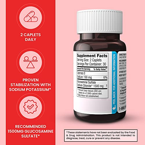Dona Crystalline Glucosamine Sulfate, 1500 Mg, Joint Supplement Pills for Knee Comfort & Joint Health Support, 1500 Mg, 60 Count