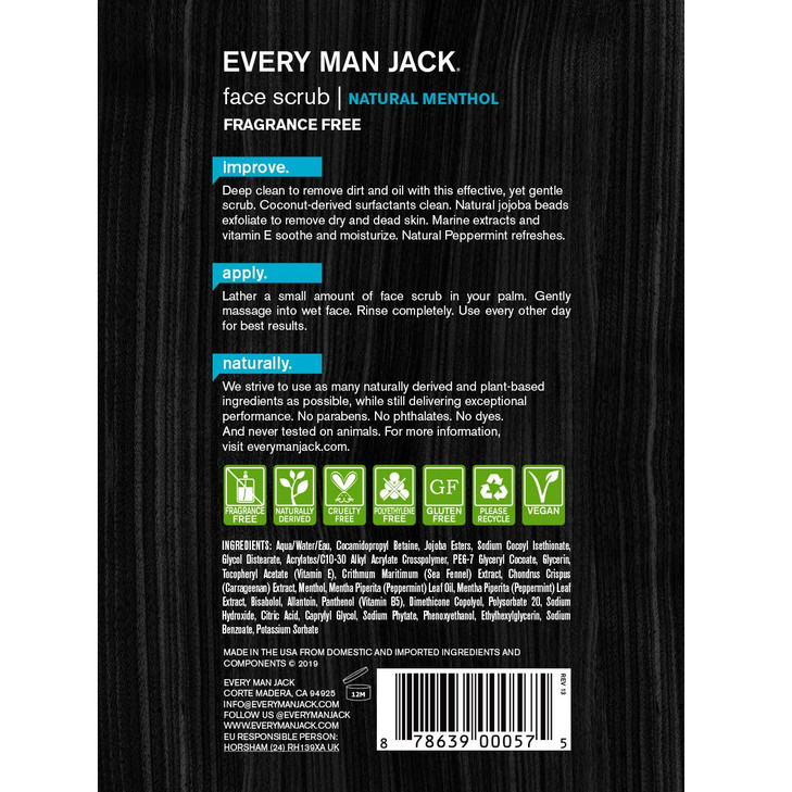 Every Man Jack, Face Scrub Pre Shave Mint, 5 Ounce