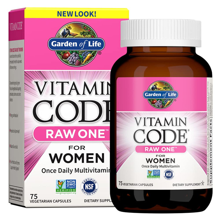 Garden of Life Vitamin Code Raw One for Women, Once Daily Women's Multivitamin - 75 Capsules, One a Day Vitamins Whole Food Iron, Probiotics for Dige