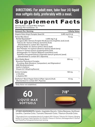Nature's Truth Testosterone Supplement for Men | 60 Softgels | Non-GMO and Gluten Free Formula