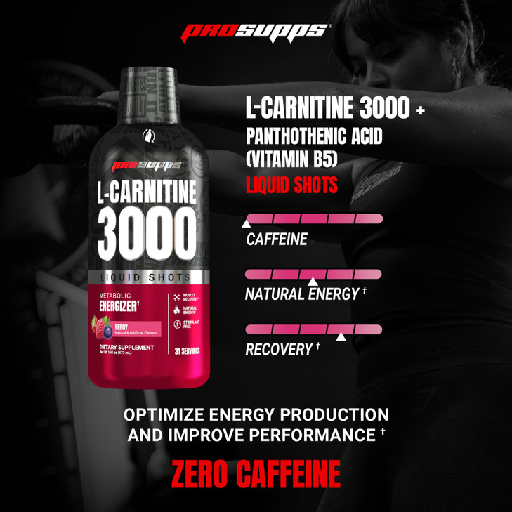 ProSupps L-Carnitine Liquid 3000, Stimulant-Free Liquid Shots for Men & Women - Clean Workout Drink for Energy, Performance & Muscle Recovery - No Su