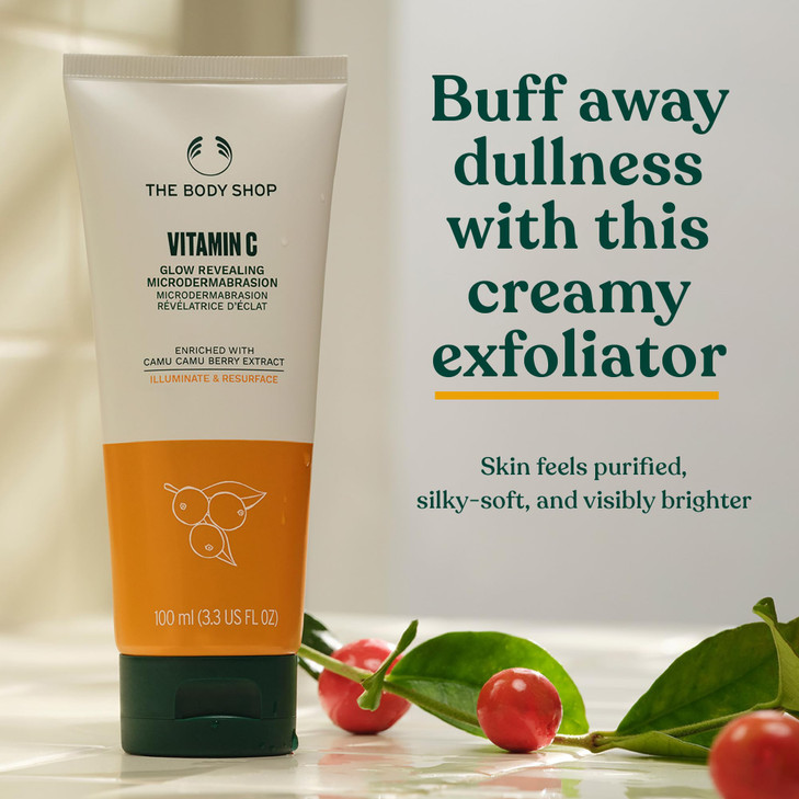 The Body Shop Vitamin C Glow Boosting Microdermabrasion  Exfoliation for Tired, Dull Skin  Vegan  100ml