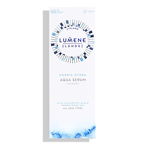 Lumene Nordic Hydra Arctic Dew Quenching Aqua Face Serum - Pure Concentrated Skin Hydration + Arctic Spring Water for Lasting Dewy Skin - Nordic Red