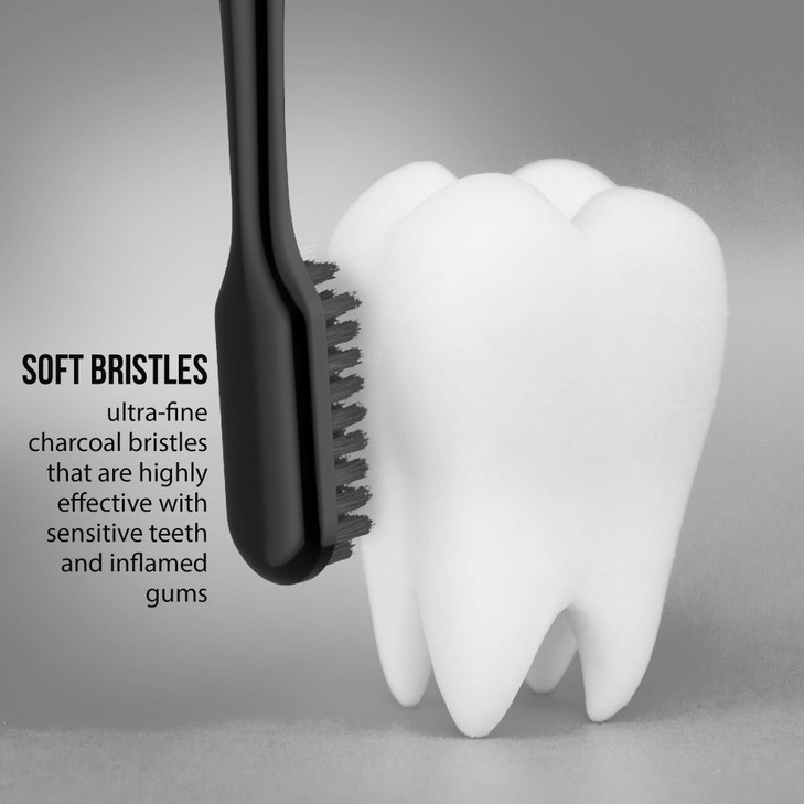 Soft Toothbrushes for Adults - Black Charcoal Toothbrush Ultra Soft for Sensitive Gums - Teeth Whitening Brush for Adults & Children [Extra Family Pa