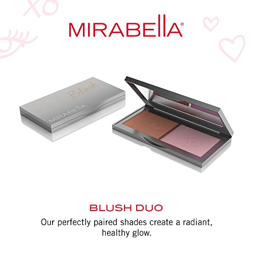 Mirabella Beauty Blush Duo, Beloved/Darling (Warm Red Brown/Matte Pink Mauve) - Mineral Pressed Powder for Cheeks - Professional, Compact & Easy-to-A