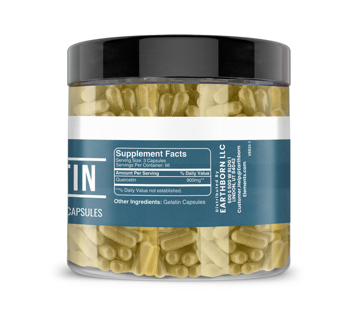 Earthborn Elements Quercetin, 200 Capsules, Bioflavonoid, No Stearates or Fillers, Non-GMO & Gluten-Free, Naturally Sourced