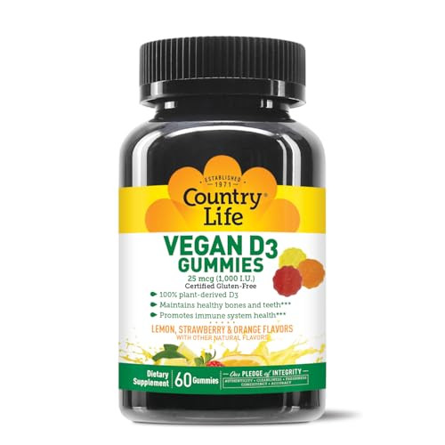 COUNTRY LIFE Vegan D3 Gummies, 60 Count