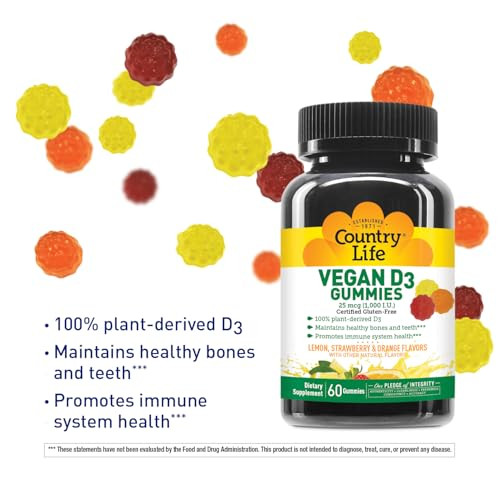COUNTRY LIFE Vegan D3 Gummies, 60 Count