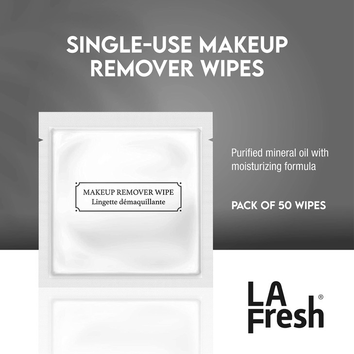 La Fresh Hotel Premium Paraben-Free Makeup Remover Wipes - White, Light Flora Scent 8x6" Wet Wipes - 50 Wipes, Travel Essentials