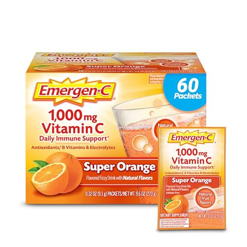 Emergen-C 1000mg Vitamin C Powder for Daily Immune Support Caffeine Free Vitamin C Supplements with Zinc and Manganese, B Vitamins and Electrolytes,