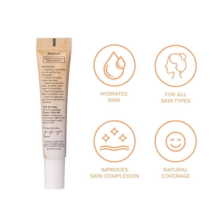 p?rlisse Perfect Glow BB Cream Concealer - Hydrating Under Eye Concealer with Jasmine and Goji & Hawthorn Berry - Oil Free Makeup for Dark Circles, R