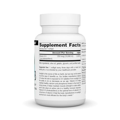 Source Naturals Vitamin D-3, Supports Bone & Immune Health*, 250 mcg (10,000 IU) - 240 Softgels