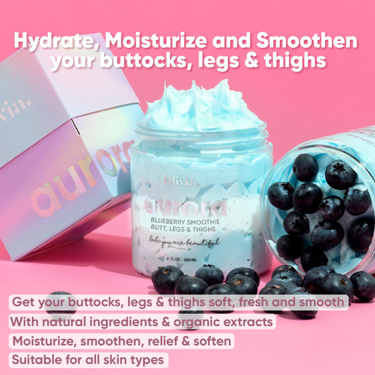 Olivia Beauty Butt Legs and Thigh Nourishing Cream | Razor Bumps & Ingrown Hair Treatment | Cellulite Scrub, Butt Acne Treatment | Fast Absorption, N