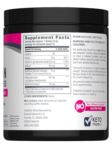 NeoCell Collagen Peptides Powder | 6.9 oz | Unflavored Supplement | with Vitamin C and Hyaluronic Acid | Advanced Formula | Hair, Skin, & Nails | for