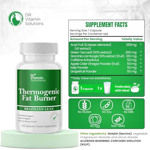 Thermogenic Fat Burner for Women and Men - Appetite Suppressant for Weight Loss - Includes Green Tea Extracts for Bloat Relief - Metabolism Booster -