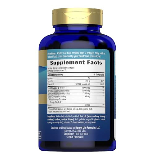 Renew Life Norwegian Gold Super Critical Omega Softgels, Daily Supplement Supports Heart, Brain and Joint Health, EPA and DHA Omega-3 Fish Oil, Dairy