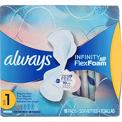 Always Infinity Pads, Size 1, Regular, 18 Count - Pack of 4 (72 Count Total)
