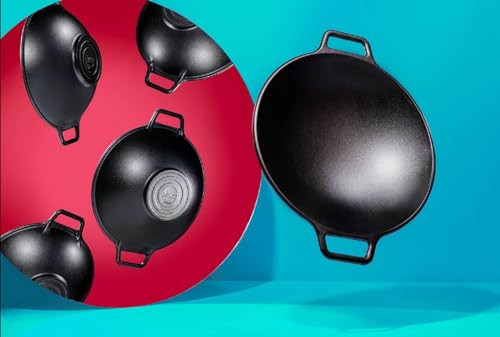 Lodge BOLD 14 Inch Seasoned Cast Iron Wok; Design-Forward Cookware