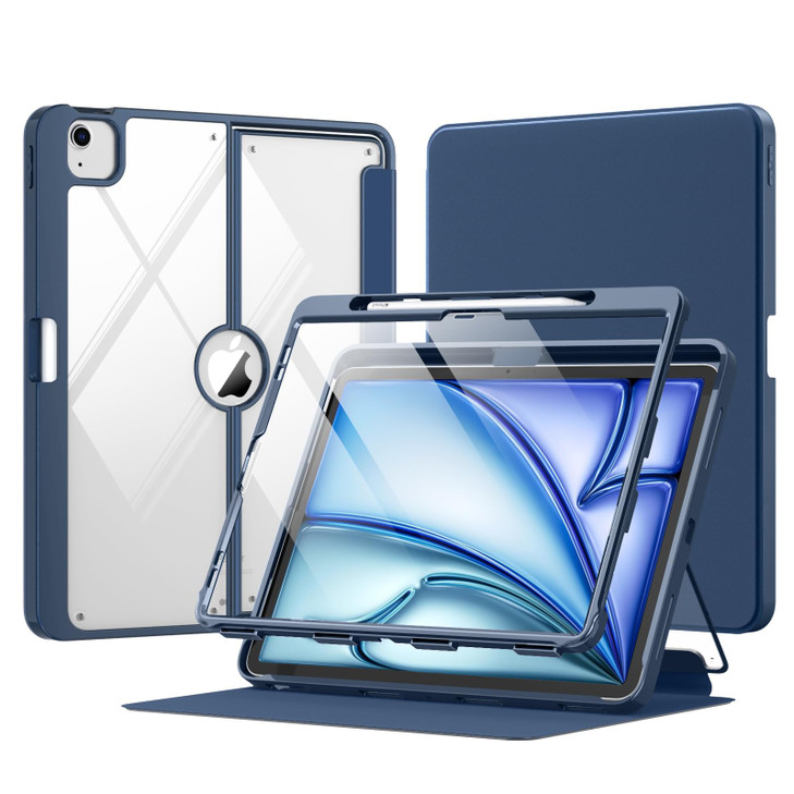 MoKo for iPad Air 13 Inch Case M3 2025 & M2 2024 with Pencil Holder, iPad Air 13 Case [Built-in Screen Protector] with Clear Back & Magnetic Multi An