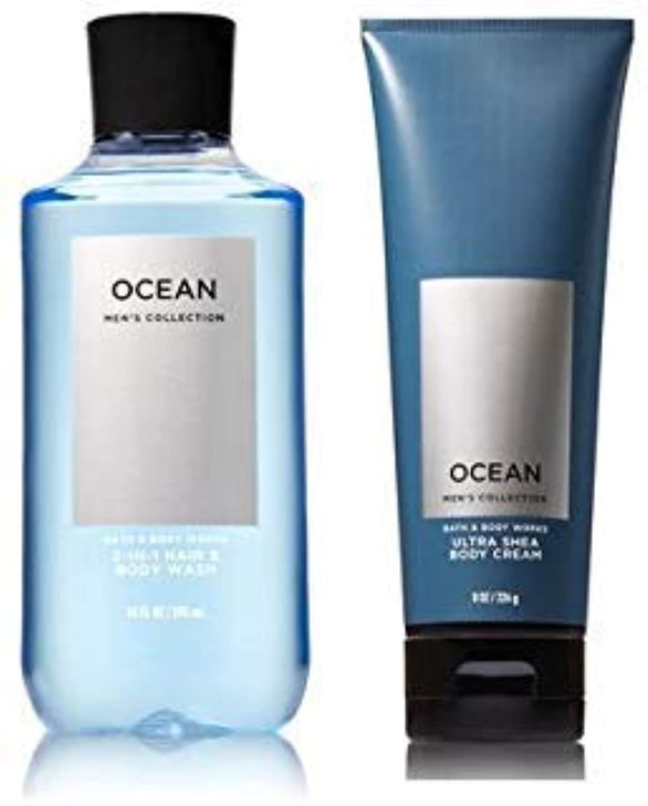 Bath & Body Works Men's Collection Ultra Shea Body Cream & 2 in 1 Hair and Body Wash OCEAN.