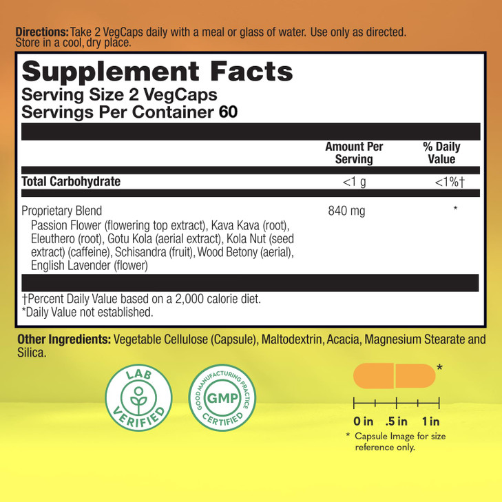 Natural Balance Happy Camper - Feel-Good Mood Support Supplement - Gotu Kola, Passion Flower, and Kava Kava Capsules - 60-Day Guarantee - 60 Servings