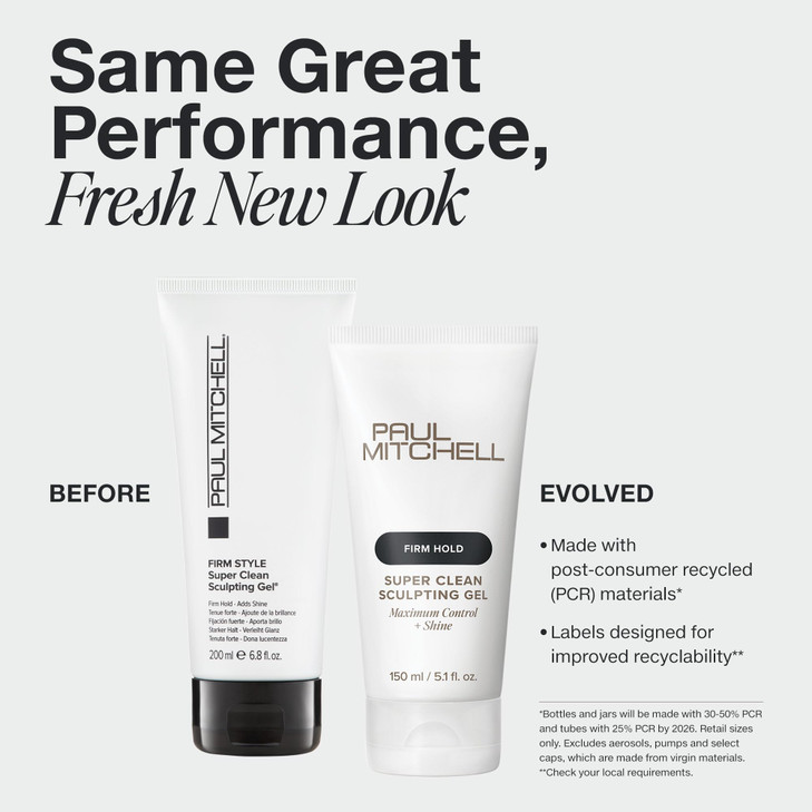 Paul Mitchell Super Clean Sculpting Gel, Firm Hold, Maximum Control + Shine, For All Hair Types, 16.9 fl oz