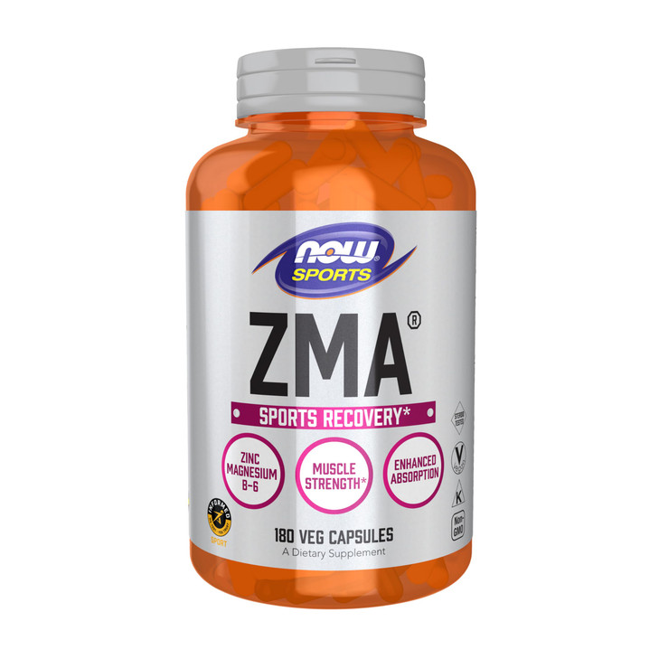 NOW Foods Sports Nutrition, ZMA (Zinc, Magnesium and Vitamin B-6), Enhanced Absorption, Sports Recovery*, 180 Capsules