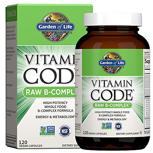 Garden of Life Vitamin B Complex, 120 Vegan Capsules, High Potency Vitamins for Energy & Metabolism with B6, Folate & B12 as Methylcobalamin Plus Pro