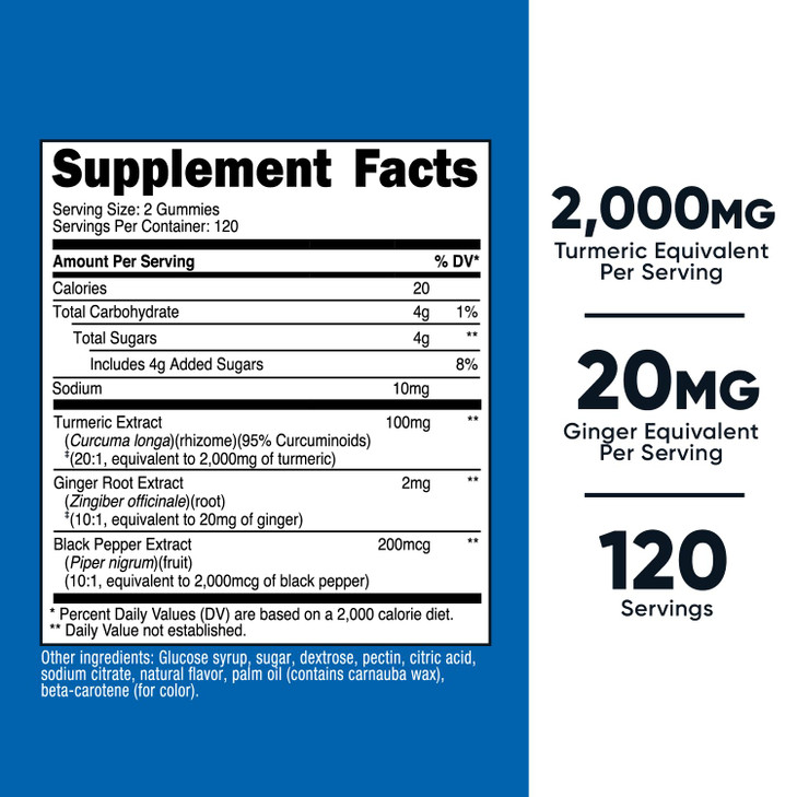 Nutricost Turmeric Gummies (Citrus) 2,000mg Equivalent from 100mg of 20:1 Extract Per Serving, 240 Gummies for 120 Servings - Made with 95% Curcumino