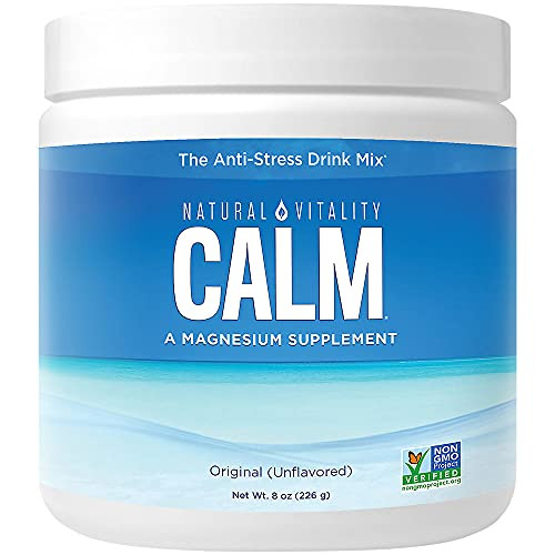 Natural Vitality Calm, Magnesium Citrate Supplement, Anti-Stress Drink Mix Powder, Unflavored - 8 Ounce (Packaging May Vary)