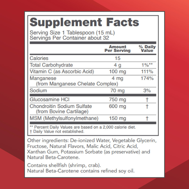 PROTOCOL FOR LIFE BALANCE Liquid Glucosamine & Chondroitin with MSM - Joint Support - Chondroitin MSM Supplement - Egg Free & Dairy Free - 16 fl oz