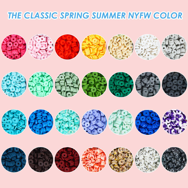 QUEFE 6700pcs Clay Beads for Jewelry Making Kit, 28 Colors Bracelet Making Kit for Adults, Polymer Heishi Beads for Crafts Gifts