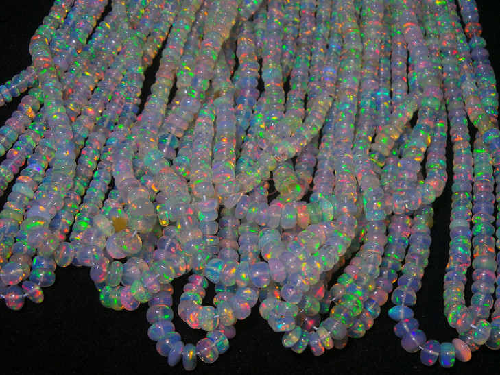 Artist Unknown Ethiopian Opal Beads - Natural Fire Opal Rondelles 2.5-4.5Mm, 16 Inch Strand, Si-1170 for Jewelry Making