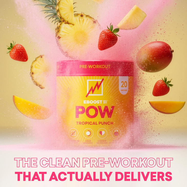 EBOOST POW Natural Pre Workout Powder  20 Servings - Tropical Punch - A Pre Workout Supplement for Performance, Joint Mobility Support, Energy, Focu