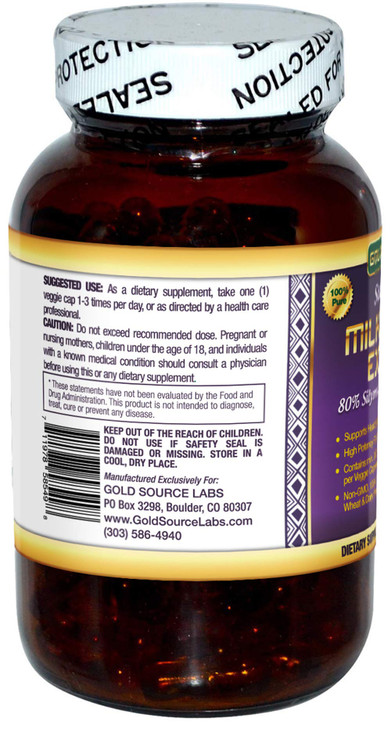 Organic Milk Thistle Capsules, 180 Caps, Pure Milk Thistle Powder Plus 80% Silymarin Extract Standardized Complex, 450 mg, Natural Liver Health Suppl