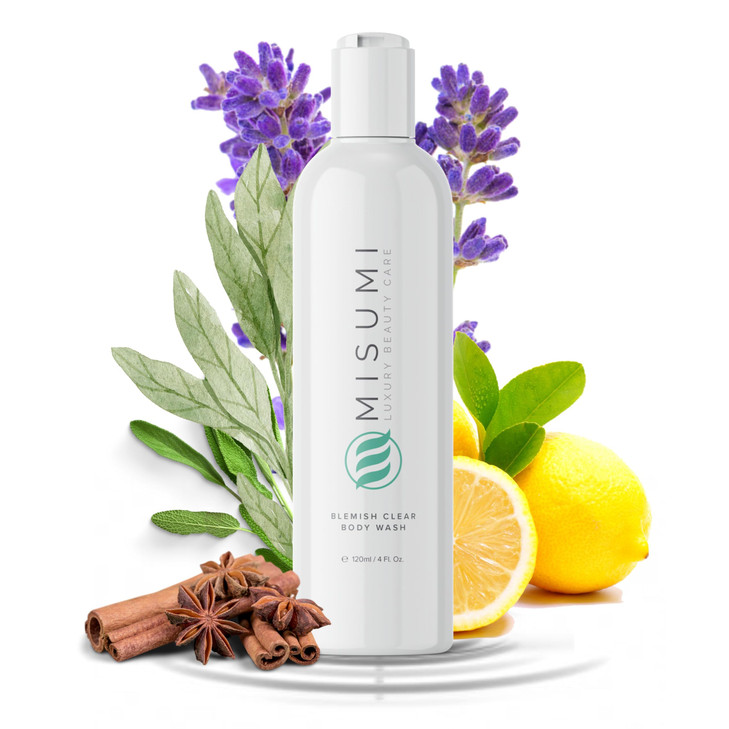Misumi Acne Body Wash 120ml (4oz) - Keratosis Pilaris Treatment, Body & Back Acne Treatment - Salicylic Acid, Glycolic Acid AHA Body Wash for Men & W